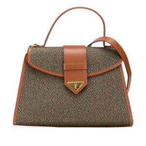 Saint Laurent logo handbag shoulder bag Khaki Green brown leather